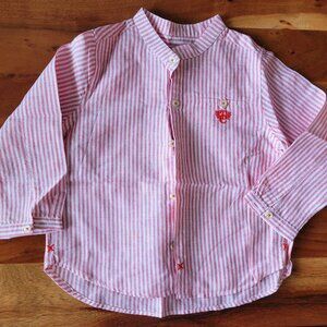 Tartine et Chocolat Luxury Baby Boy 18M Linen Striped Button Up Dress Shirt